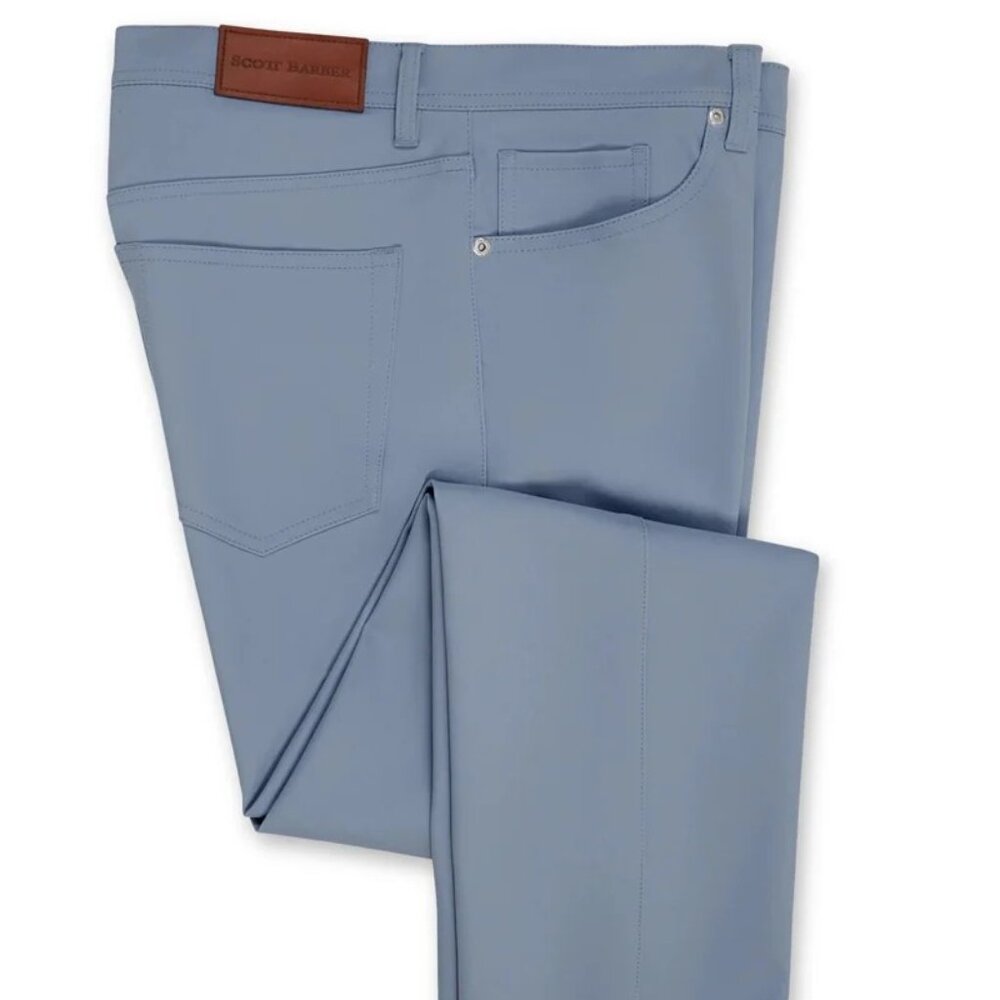 Scott Barber Blue Stretch Performance Straight Fit 5 Pocket Pants